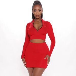 Red Chicago skirt set